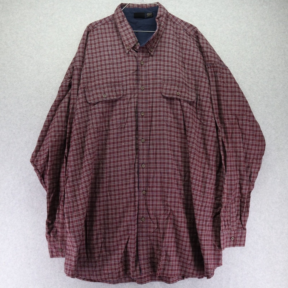 Falcon Bay Shirt Mens 4XLT Tall Utility Flap Pocket Button Red Plaid Long Sleeve